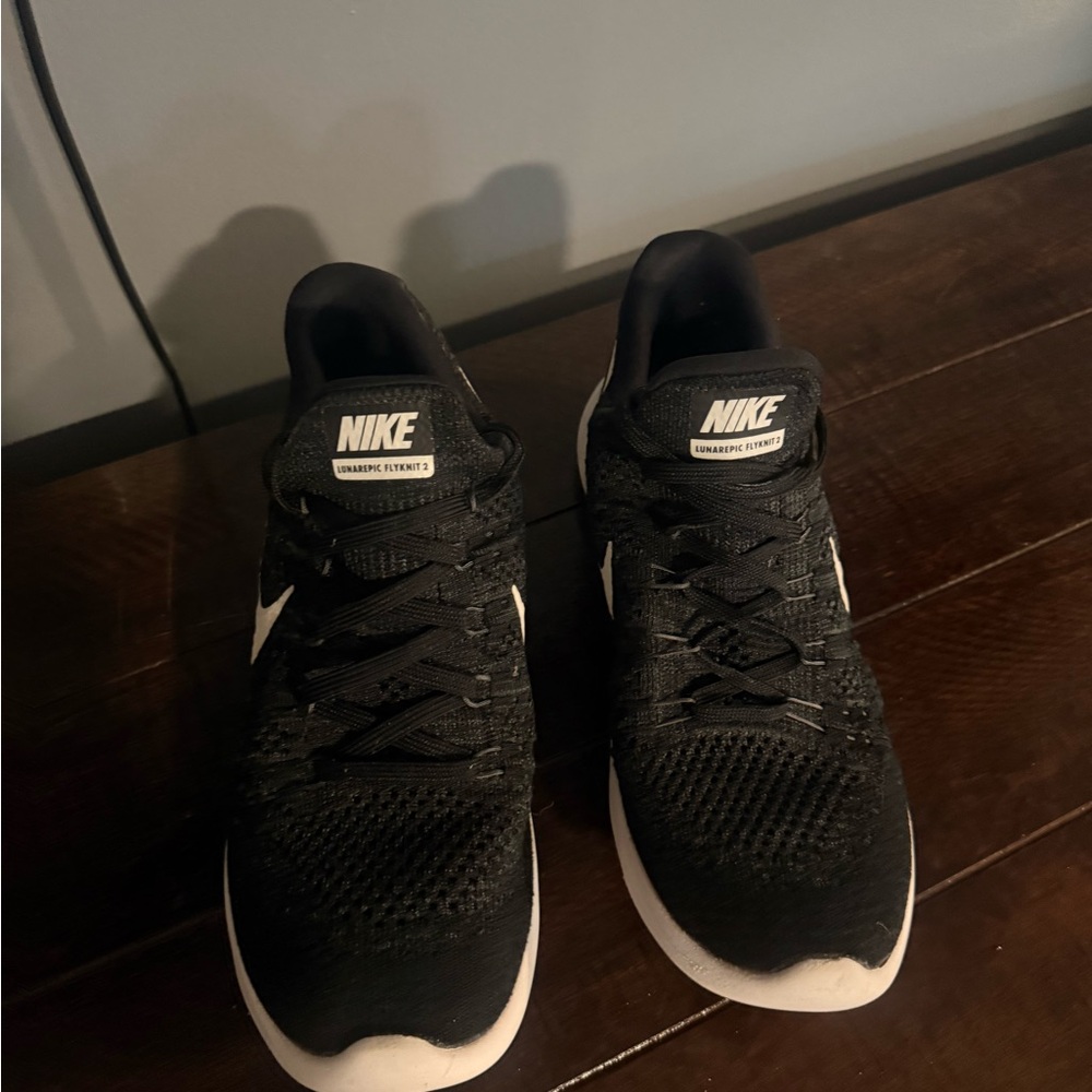 Nike Black and White Flyknit Athletic Shoes